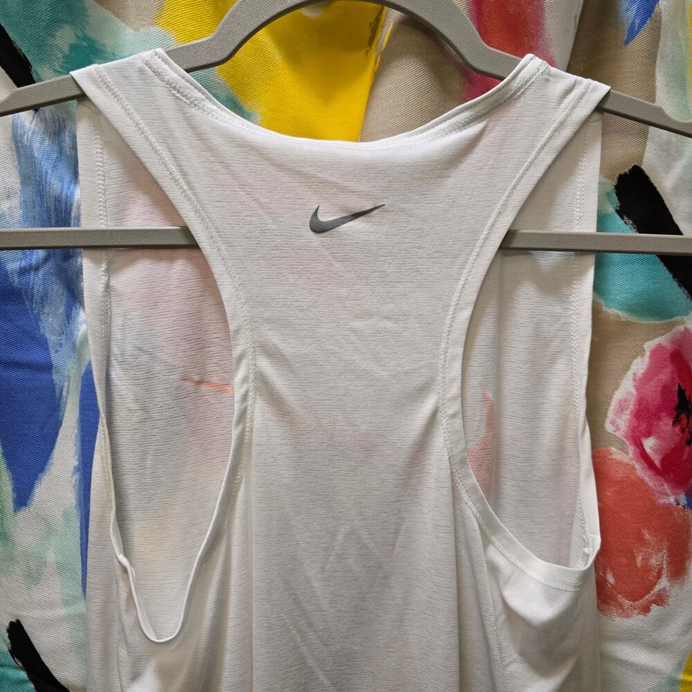 Nike Dri-Fit white racerback tank large orange‎ center swoosh XS - Picture 8 of 10